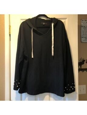 Ellos Women's Hoodie Pearl Cuffs Sweatshirt Sz 2X 26/28 Pullover Preppy City